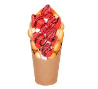 PU Material Ice Cream Waffle Display Model Restaurant Store Window Props Food Photography Simulation Teaching Tool Kitchen Decor Brown Color(strawberry ice cream)