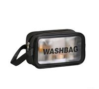 PU Matte Transparent Toiletry Bag Large Capacity Waterproof Portable Storage Organiser for Travel Gym Bathroom Accessories in Black Pink White(Black)