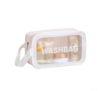 PU Matte Transparent Toiletry Bag Large Capacity Waterproof Portable Storage Organiser for Travel Gym Bathroom Accessories in Black Pink White(White)