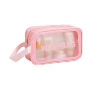 PU Matte Transparent Toiletry Bag Large Capacity Waterproof Portable Storage Organiser for Travel Gym Bathroom Accessories in Black Pink White(Pink)