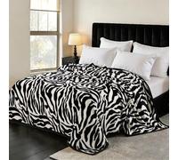 PU MEI Fuzzy Flannel Throw Blanket for Sofa, Couch, Bed, Black and White Zebra Print Blanket Animal - Lightweight Double Sided Cozy Super Soft Blankets, 80" x 90" inches