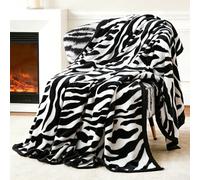 PU MEI Fuzzy Flannel Throw Blanket for Sofa, Couch, Bed, Black and White Zebra Print Blanket Animal - Lightweight Double Sided Cozy Super Soft Blankets, 50" x 60" inches