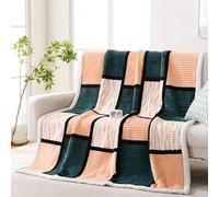 PU MEI Sherpa Blanket Fleece Throw Blanket Twin Plaid Thick Bed Blanket, Soft Warm Cozy Throw Blanket, 60”*80” Zebra-Dark Green