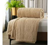 PU MEI Sherpa Throw Blanket for Couch Sofa 90”*80”- Fleece 3D Tufted Fuzzy Soft Cozy Blanket for Bed, Thick Warm Blanket for All Seasons, (Khaki, 80"*90")