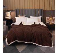 PU MEI Sherpa Throw Blanket for Couch Sofa 90”*80”- Fleece Tufted Fuzzy Soft Cozy Blanket for Bed, Thick Warm Blanket for All Seasons，Brown