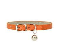 PU Neck Leather pet Dog and cat Collar DIY Dog Bell Collar. (Orange)