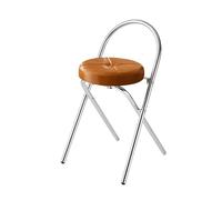 PU Padded Folding Bar Stool with Backrest - Round Counter Height Chair for Kitchen Breakfast Bar Indoor/Outdoor Use (White 65cm/25.6") - Portable & Stylish