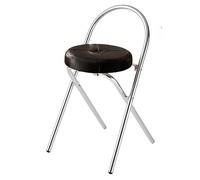 PU Padded Folding Bar Stool with Backrest Round Counter Height Chair for Kitchen & Outdoor Use Comfortable Breakfast Bar Stool (White 65cm/25.6 inch)