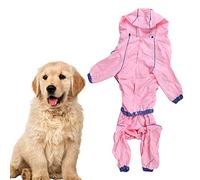 PU Pink Pet Four Feet Rainproof Hooded Raincoat Coat Jacket Clothes for Dogs Cats (No. 26)