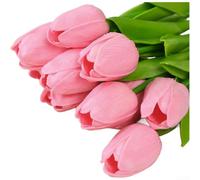 PU Plastic Tulip Bouquet Designed For For MINImalist Modern Farmhouse And Scandinavian Style Interiors(Pink)