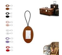 Pu Portable Oval Elastic Luggage Tag, Multifunctional Travel Id Labels Round Card Holder with Strap Display Window and Card Slot for Easy Luggage Recognition (Brown,1 PCS)