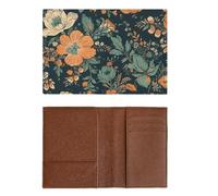 PU Protector Sleeve Credit Card Women Men Orange And Green Flowers Waterproof Travel Wallet Stylish Passport Cover Slim Passport Case for Card Holder Travel Accessories, style, 20.3x13.8cm