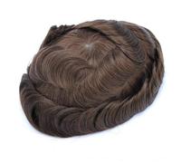 PU Skin Perimeter Male Hair Prosthesis Human Hair Toupee for Men Invisible Hairline Lace Top(4#)