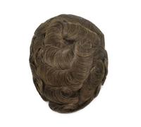 PU Skin Perimeter Male Hair Prosthesis Human Hair Toupee for Men Invisible Hairline Lace Top(5#)