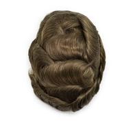 PU Skin Perimeter Male Hair Prosthesis Human Hair Toupee for Men Invisible Hairline Lace Top(6#)