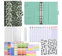 PU Soft Budget Binder Planner Colorful Savings Handbook Storage Bag with 12pcs A6 Pockets 6 Hole for Home, Office, Daily(Green)