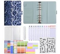 PU Soft Budget Binder Planner Colorful Savings Handbook Storage Bag with 12pcs A6 Pockets 6 Hole for Home, Office, Daily(Blue)