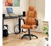 PU Swivel Office Chair, Caramel Brown