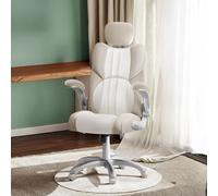 PU Swivel Office Chair, Cream White