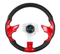 PU Three Spoke Marine Boat Steering Wheel Black Red Compatible With Power Boat Yacht 32cm Diameter
