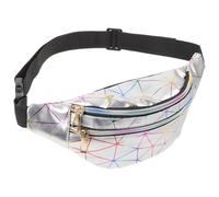PU Waist Pack Stylish Waterproof Hands Free Beach Chest Bag Silver | Chic Splicing Pattern Design, Convenient to Wear Crossbody Style, Silver Finish for Casual Outdoor Use