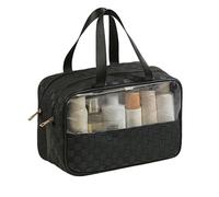 PU Waterproof Travel Bag, Portable Toiletry Storage Bag for Women, Dual-Layer Design, Wet and Dry Separation, Ready to Use Anytime, Making Life More Comfortable(Black)