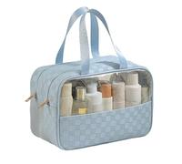 PU Waterproof Travel Bag, Portable Toiletry Storage Bag for Women, Dual-Layer Design, Wet and Dry Separation, Ready to Use Anytime, Making Life More Comfortable(Blue)