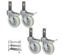 PU Wheels for Carts - Silent Mobility for Kitchen Hotel & Workbench - Set of 4 Heavy-Duty Casters with Brake - Perfect for Dining Car Trolleys.