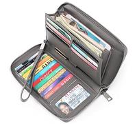 PU Women's Wallet with RFID Blocking, Detachable Wrist Strap, Large Capacity Long Purse, Bank Card Storage Bag