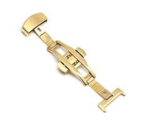 Puasny Automatic Double Click Butterfly Buckle Clasp - Stainless Steel Deployment Buckle for Watch Bands in 16mm, 18mm, 20mm, and 22mm,Gold - 14mm,One Size
