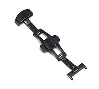 Puasny Automatic Double Click Butterfly Buckle Clasp - Stainless Steel Deployment Buckle for Watch Bands in 16mm, 18mm, 20mm, and 22mm,Black - 16mm,One Size