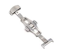 Puasny Automatic Double Click Butterfly Buckle Clasp - Stainless Steel Deployment Buckle for Watch Bands in 16mm, 18mm, 20mm, and 22mm,Silver - 16mm,One Size