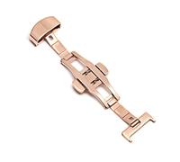 Puasny Automatic Double Click Butterfly Buckle Clasp - Stainless Steel Deployment Buckle for Watch Bands in 16mm, 18mm, 20mm, and 22mm,Rose Gold - 22mm,One Size