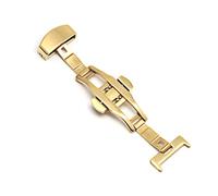 Puasny Automatic Double Click Butterfly Buckle Clasp - Stainless Steel Deployment Buckle for Watch Bands in 16mm, 18mm, 20mm, and 22mm,Gold - 10mm,One Size