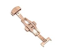 Puasny Automatic Double Click Butterfly Buckle Clasp - Stainless Steel Deployment Buckle for Watch Bands in 16mm, 18mm, 20mm, and 22mm,Rose Gold - 16mm,One Size