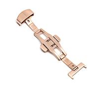 Puasny Automatic Double Click Butterfly Buckle Clasp - Stainless Steel Deployment Buckle for Watch Bands in 16mm, 18mm, 20mm, and 22mm,Rose Gold - 20mm,One Size