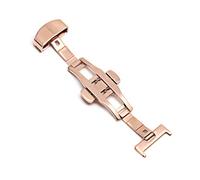 Puasny Automatic Double Click Butterfly Buckle Clasp - Stainless Steel Deployment Buckle for Watch Bands in 16mm, 18mm, 20mm, and 22mm,Rose Gold - 12mm,One Size