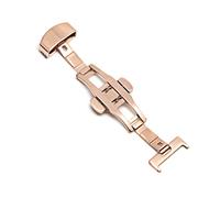 Puasny Automatic Double Click Butterfly Buckle Clasp - Stainless Steel Deployment Buckle for Watch Bands in 16mm, 18mm, 20mm, and 22mm,Rose Gold - 18mm,One Size