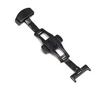 Puasny Automatic Double Click Butterfly Buckle Clasp - Stainless Steel Deployment Buckle for Watch Bands in 16mm, 18mm, 20mm, and 22mm,Black - 10mm,One Size