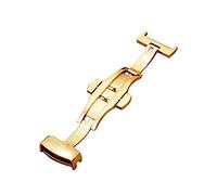 Puasny Automatic Double Click Butterfly Deployment Clasp - Push Button Fold Buckle for Watch Straps in 12mm to 24mm,Gold,24mm