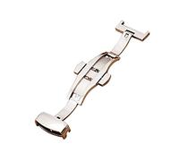 Puasny Automatic Double Click Butterfly Deployment Clasp - Push Button Fold Buckle for Watch Straps in 12mm to 24mm,Silver,14mm