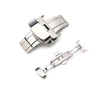 Puasny Double Push Button Watch Buckle Clasp - Secure Deployment Buckle in Black, Rose Gold, and Silver for 16mm to 24mm Watch Bands,C5,24mm