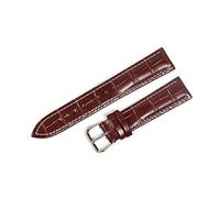 Puasny Genuine Leather Watch Strap with Steel Pin Buckle - Classic Replacement Bracelet for Men and Women in 12mm to 24mm Sizes,Brown White Line-S,20mm