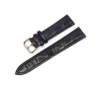 Puasny Genuine Leather Watch Strap with Steel Pin Buckle - Classic Replacement Bracelet for Men and Women in 12mm to 24mm Sizes,Black Rose Gold,22mm