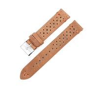 Puasny Handmade Oil Wax Leather Watch Strap - Retro Vintage Design Band for Men in 18mm, 20mm, 22mm, and 24mm,Khaki-Orange Wire,18mm