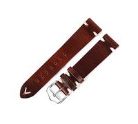Puasny Handmade Oil Wax Leather Watch Strap - Vintage Replacement Band for Men and Women in 20mm and 22mm,Red Brown,22mm