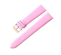 Puasny Handmade Soft Leather Watch Strap with Rose, Gold, and Black Buckle - Adjustable Wristband for Men and Women in 8mm to 24mm,Pink Rose,12mm