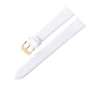 Puasny Handmade Soft Leather Watch Strap with Rose, Gold, and Black Buckle - Adjustable Wristband for Men and Women in 8mm to 24mm,White Rose,18mm