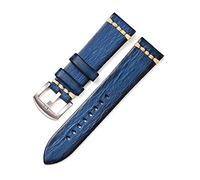 Puasny Handmade Vintage Leather Watch Strap for Men - Classic Retro Design Band in 18mm, 20mm, 22mm, and 24mm,Blue-S,18mm