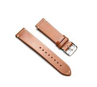 Puasny Italian Style Retro Thin Oil-Waxed Genuine Leather Watch Strap with Silver Pin Buckle, Quick-Release Design, 18mm-24mm for Watch Band Replacement Accessory